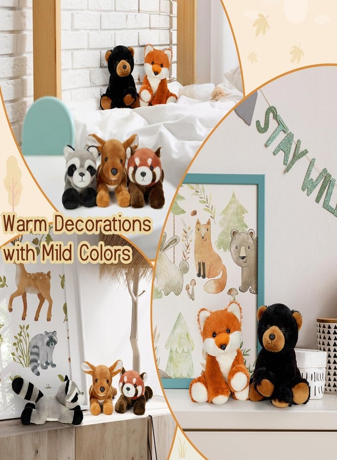 ماوجولان مجموعة ماوغولان المكونة من 5 قطع من حيوانات الغابة المحشوة الناعمة، ألعاب قطيفة بالجملة للبنات والأطفال، 8 بوصات، دب رمادي، غزال، ثعلب، راكون، باندا حمراء، مجموعة حيوانات الغابة المحشوة، هدايا وديكورات حفلات عيد الميلاد - Image 4